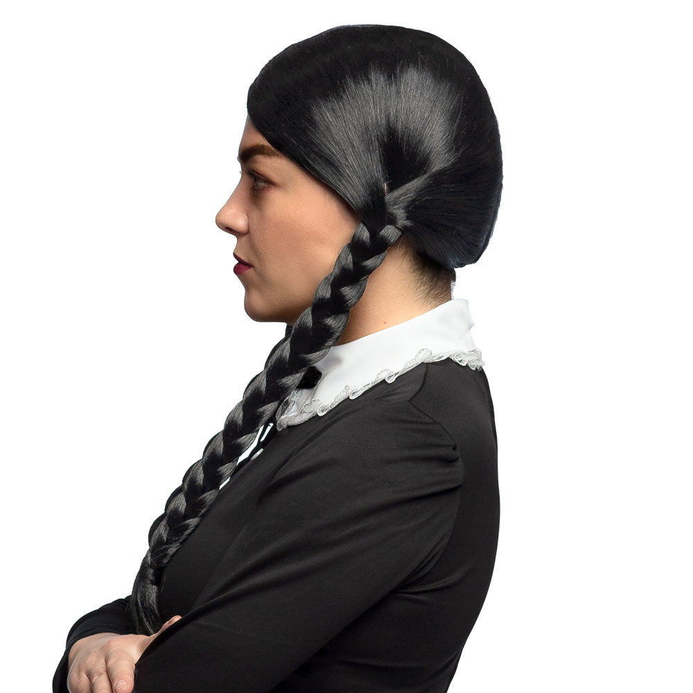 Perruque Mercredi Addams Tresses Noires - Déguisement Gothique