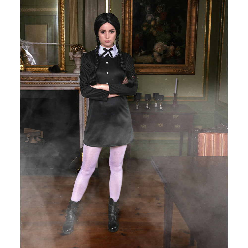 Perruque Mercredi Addams Tresses Noires - Déguisement Gothique