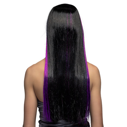 Perruque longue noire 70cm - Coiffure gothique adulte