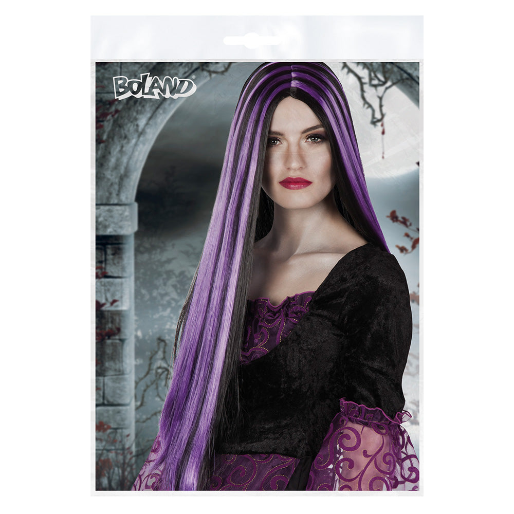 Perruque longue noire 70cm - Coiffure gothique adulte