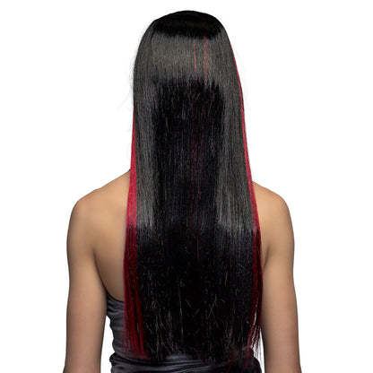 Perruque longue noire 70cm - Coiffure gothique adulte