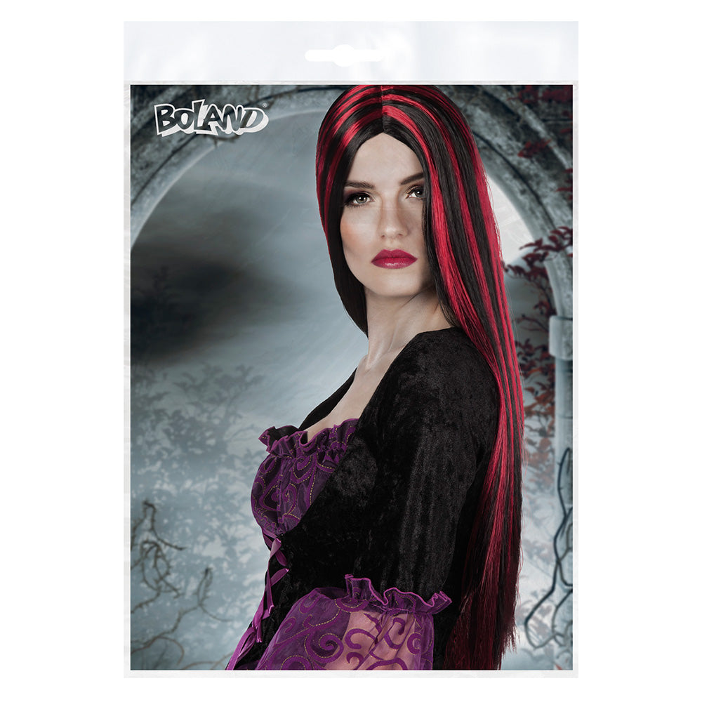 Perruque longue noire 70cm - Coiffure gothique adulte