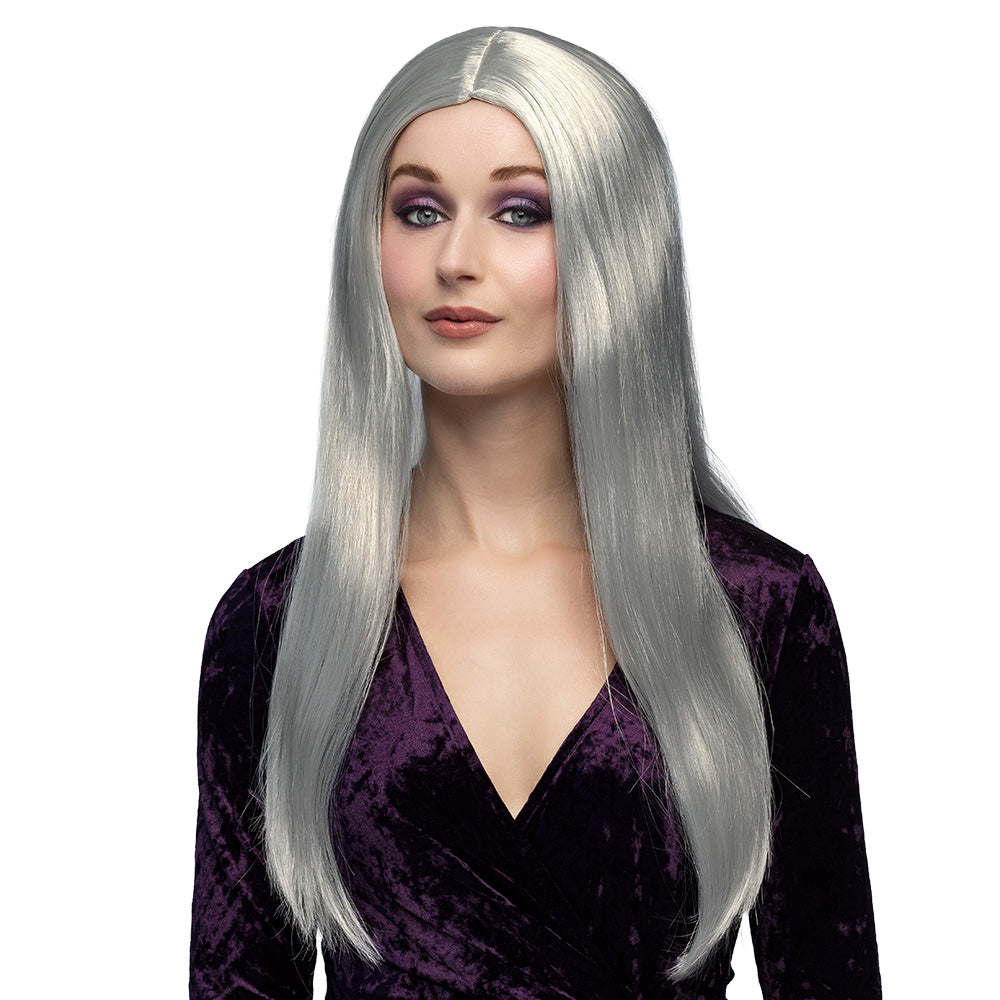 Perruque longue noire 70cm - Coiffure gothique adulte