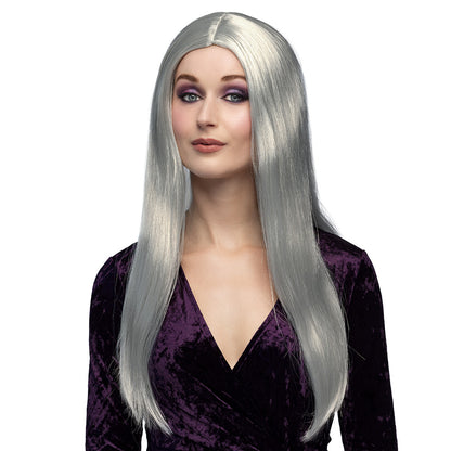 Perruque longue noire 70cm - Coiffure gothique adulte