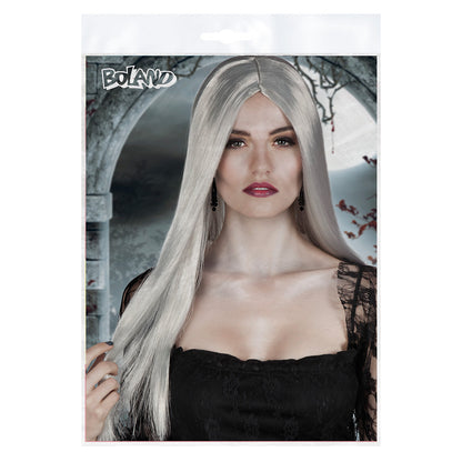 Perruque longue noire 70cm - Coiffure gothique adulte