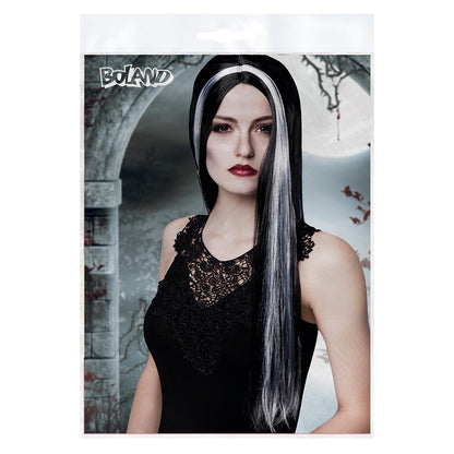 Perruque longue noire 70cm - Coiffure gothique adulte
