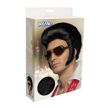 Perruque Elvis Années 70 Noir - Coiffure Rétro Homme