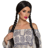 Perruque Tresses Noires Longues - Déguisement Adulte Femme