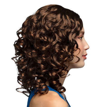 Perruque Bouclée Châtain - Coiffure Années 70 Rétro