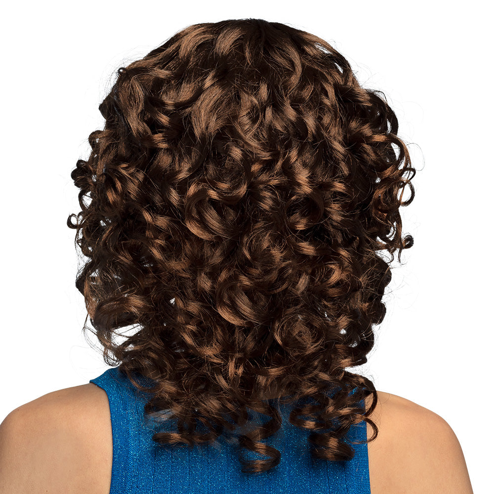 Perruque Bouclée Châtain - Coiffure Années 70 Rétro