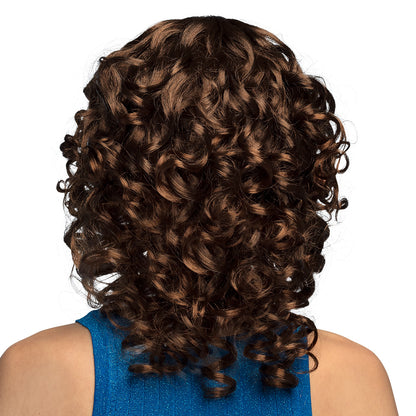 Perruque Bouclée Châtain - Coiffure Années 70 Rétro
