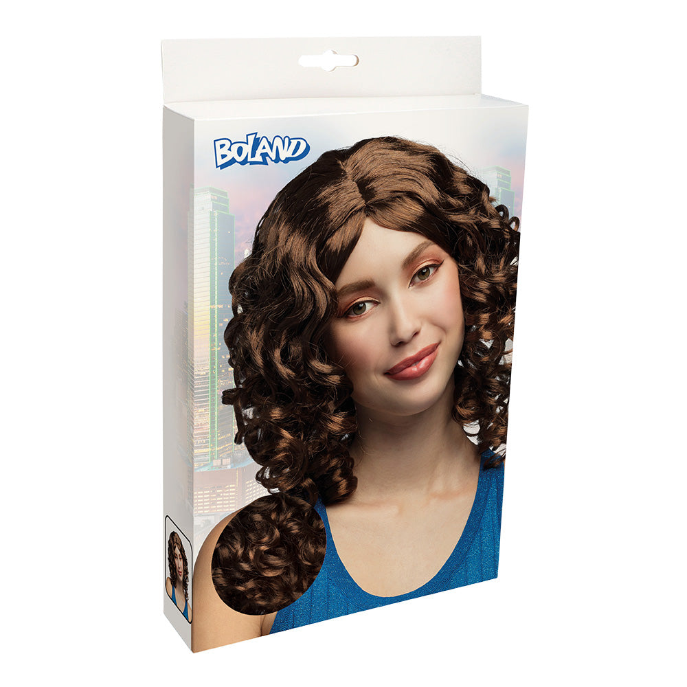 Perruque Bouclée Châtain - Coiffure Années 70 Rétro