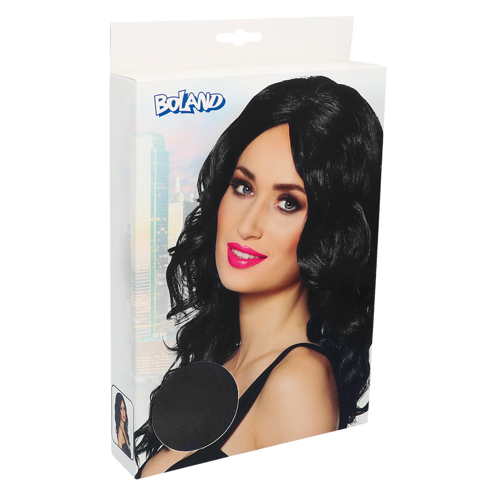 Perruque Ondulée Noire Longue - Coupe Wavy Glamour