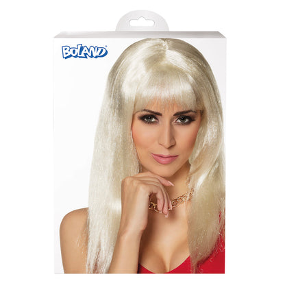 Perruque Longue Blanche Lisse avec Frange - Déguisement Glamour