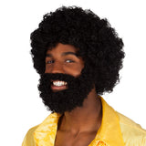 Perruque et Barbe Afro Noire - Déguisement Années 70