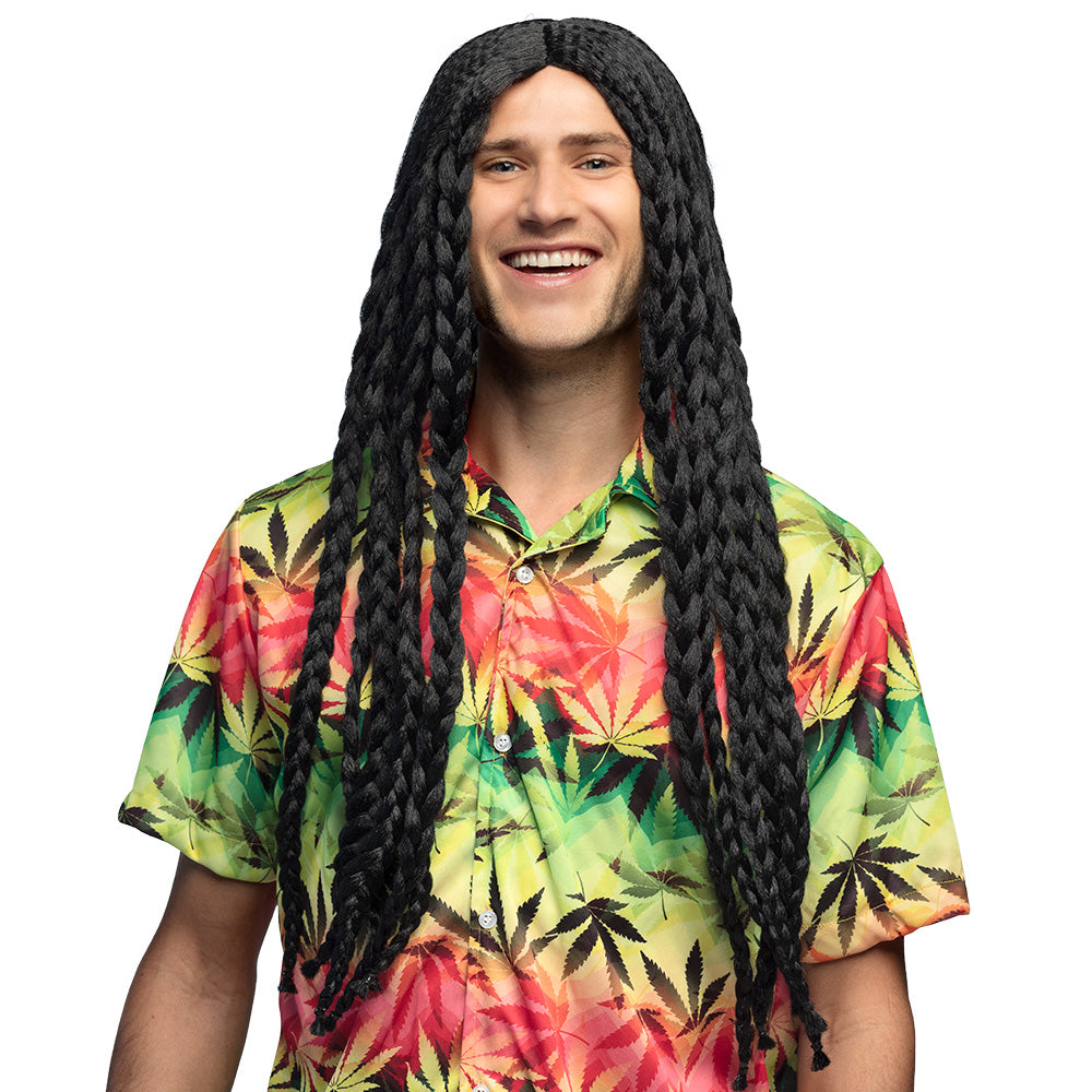 Perruque Tresses Noires Longues Déguisement Rasta 70cm