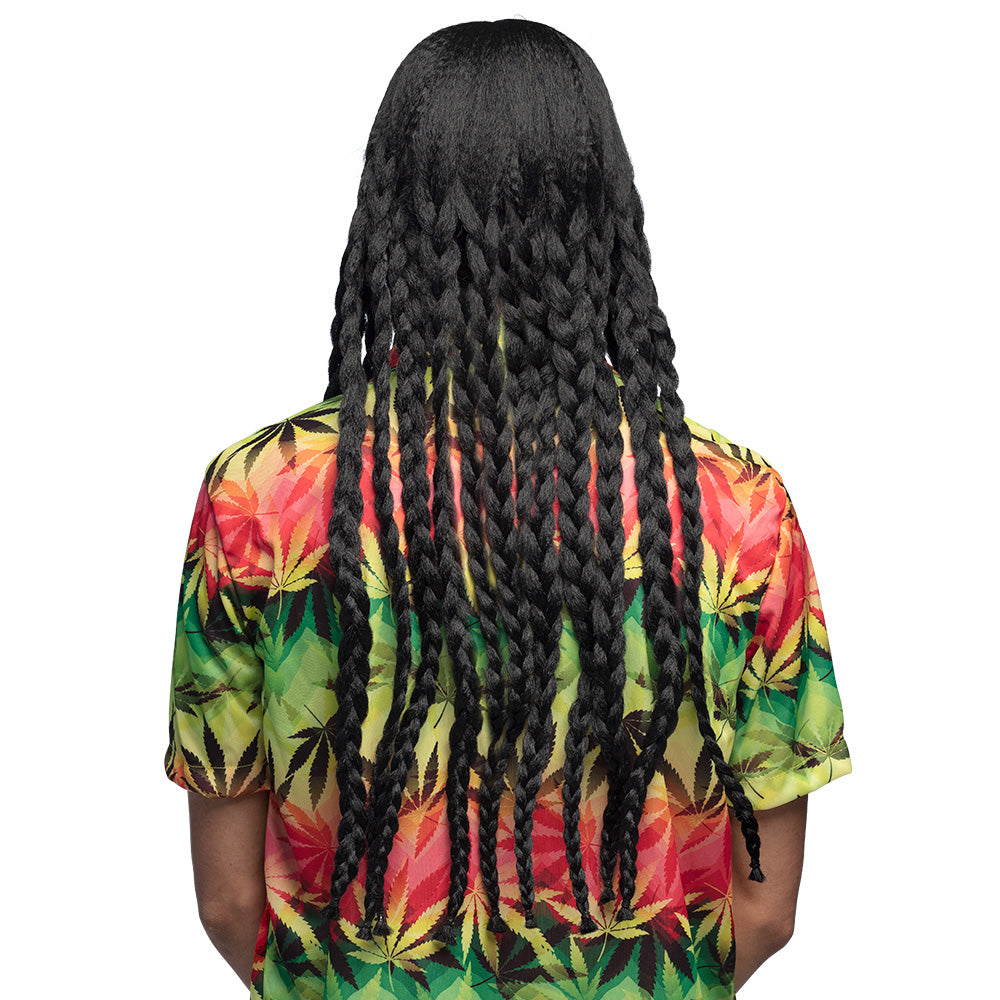 Perruque Tresses Noires Longues Déguisement Rasta 70cm