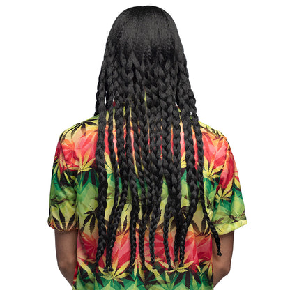 Perruque Tresses Noires Longues Déguisement Rasta 70cm