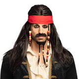 Déguisement Pirate Capitaine avec Bandana Rouge et Dreadlocks