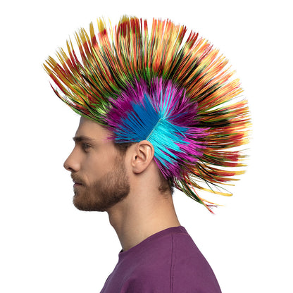 Perruque Punk Multicolore Mohawk - Déguisement Rock Années 80