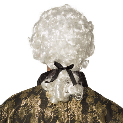 Perruque Baroque Blanche Bouclée - Déguisement Marquis 18e Siècle