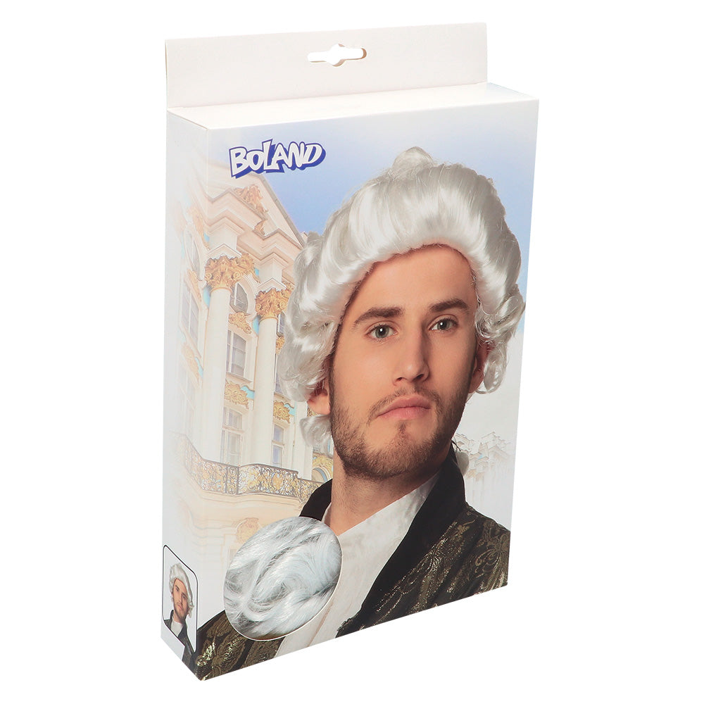Perruque Baroque Blanche Bouclée - Déguisement Marquis 18e Siècle