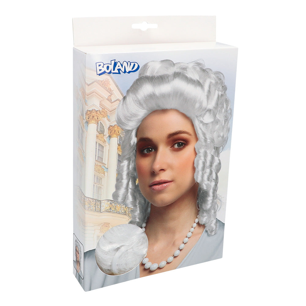 Perruque Baroque Blanche Bouclée - Accessoire Déguisement Historique