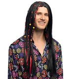 Perruque Hippie Noire Tressée avec Perles Colorées