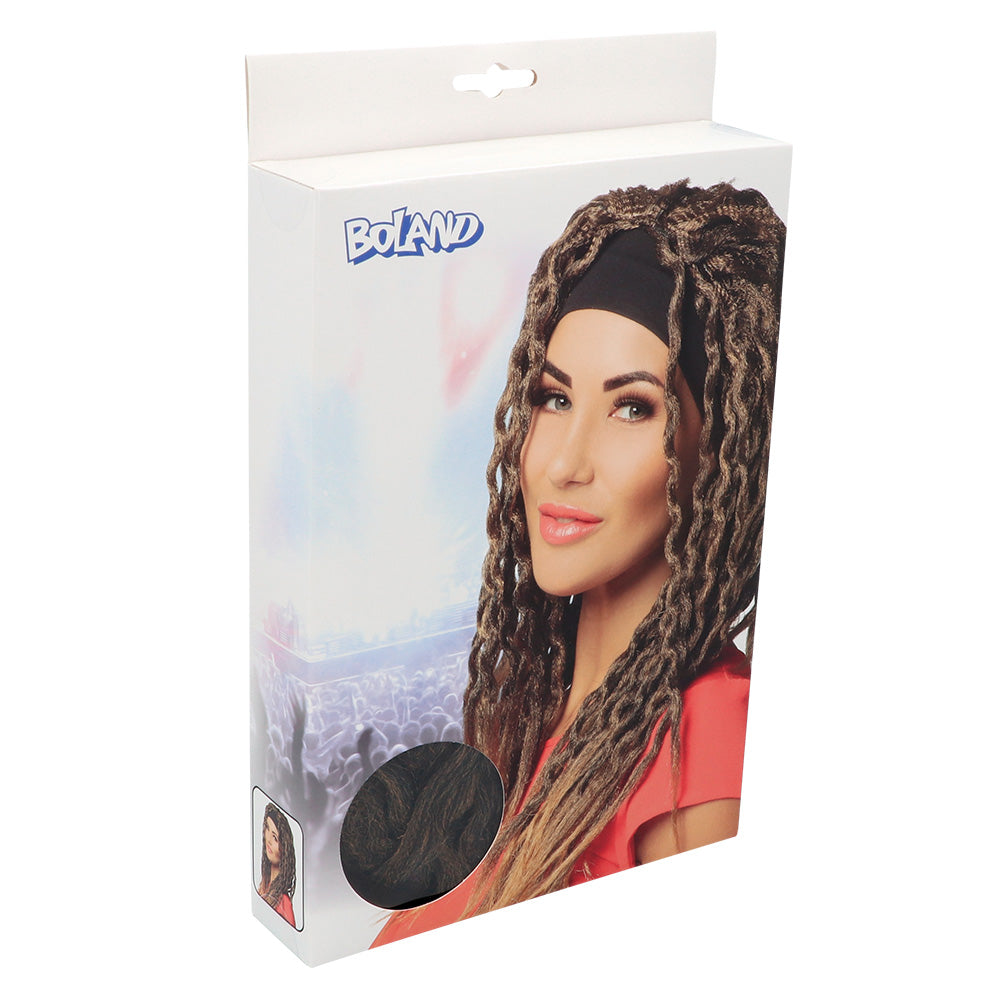 Perruque Dreadlocks Marron Doré avec Bandeau - Accessoire Hippie