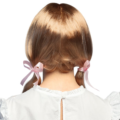 Perruque Blonde Ondulée avec Rubans Rose - Déguisement Années 70
