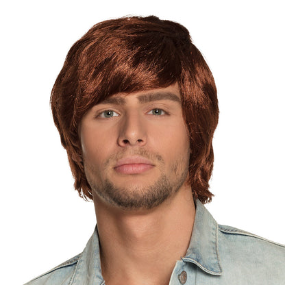 Perruque Homme Marron 70s Cheveux Longs - Déguisement