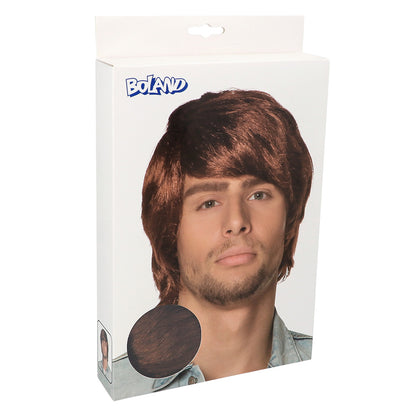 Perruque Homme Marron 70s Cheveux Longs - Déguisement