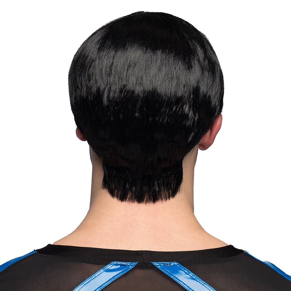 Perruque Noire Années 60 Homme Carré Frange Bob