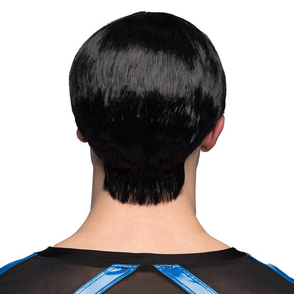 Perruque Noire Années 60 Homme Carré Frange Bob