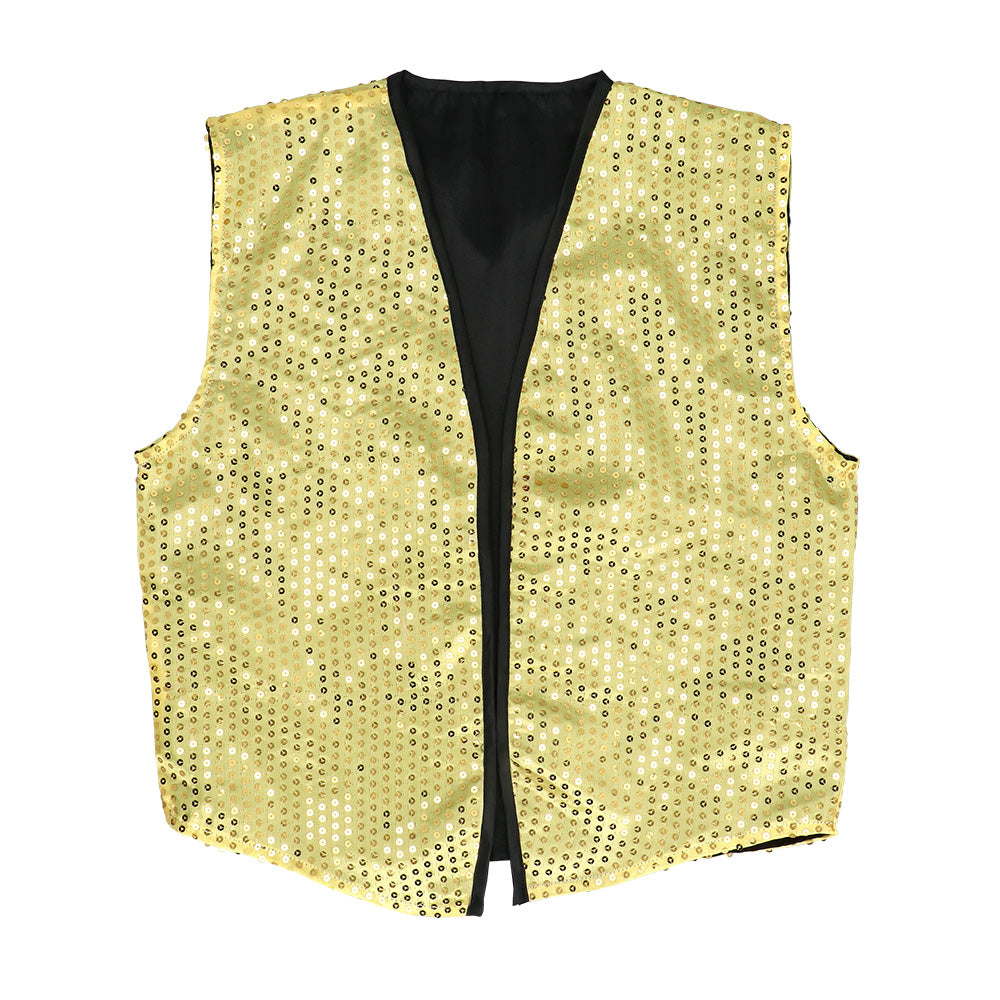 Gilet Paillettes Doré avec Nœud Papillon - Déguisement Disco Adulte