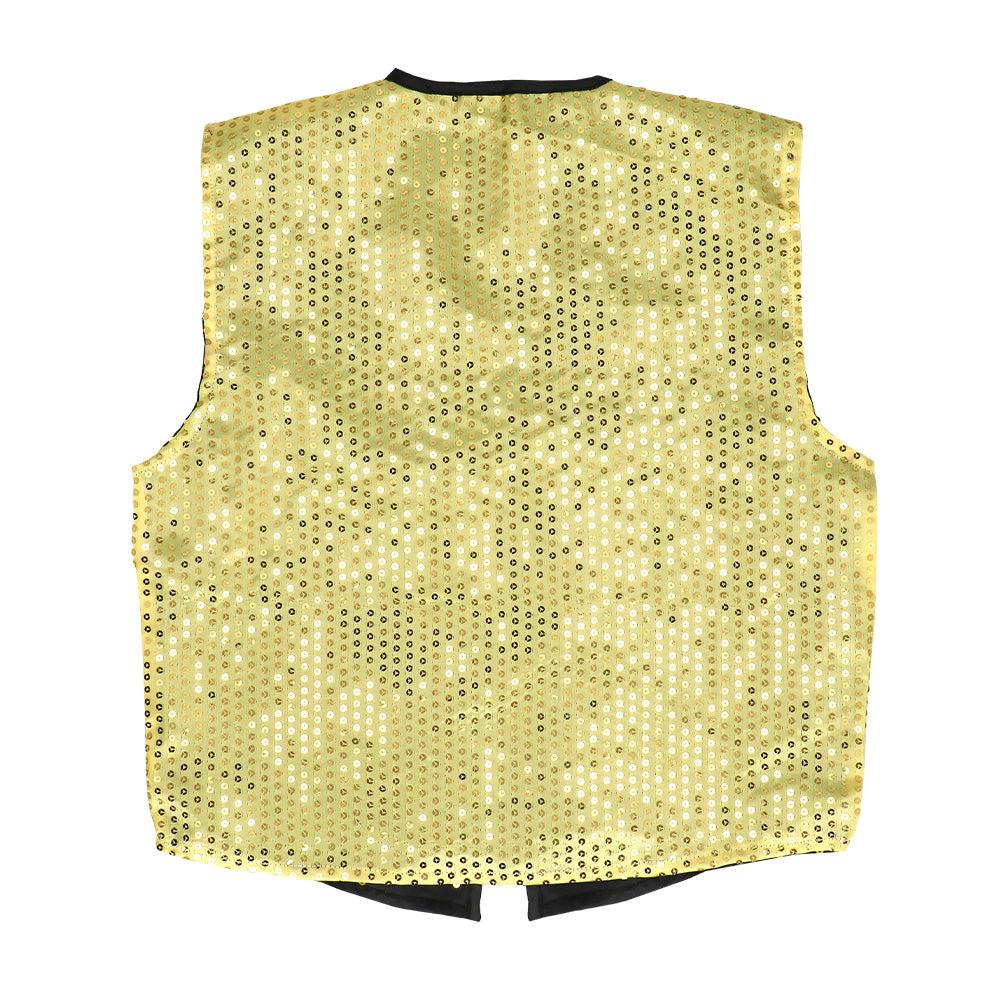 Gilet Paillettes Doré avec Nœud Papillon - Déguisement Disco Adulte