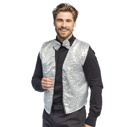 Gilet à Sequins Argent Luxe - Déguisement Disco Années 70
