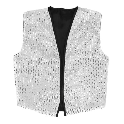 Gilet à Sequins Argent Luxe - Déguisement Disco Années 70