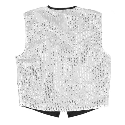 Gilet à Sequins Argent Luxe - Déguisement Disco Années 70