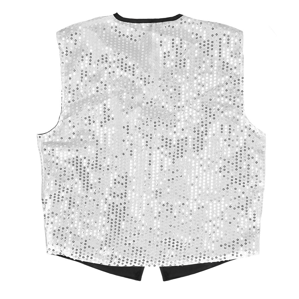 Gilet Sequins Argent Homme - Costume Disco Paillettes Brillant