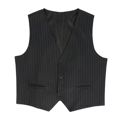 Gilet Costume Pinstripe Noir - Élégance Intemporelle pour Homme