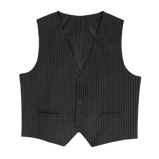 Gilet Costume Pinstripe Noir - Élégance Intemporelle pour Homme