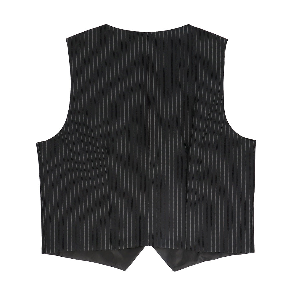 Gilet Costume Pinstripe Noir - Élégance Intemporelle pour Homme