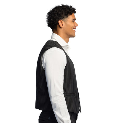 Gilet Costume Pinstripe Noir - Élégance Intemporelle pour Homme