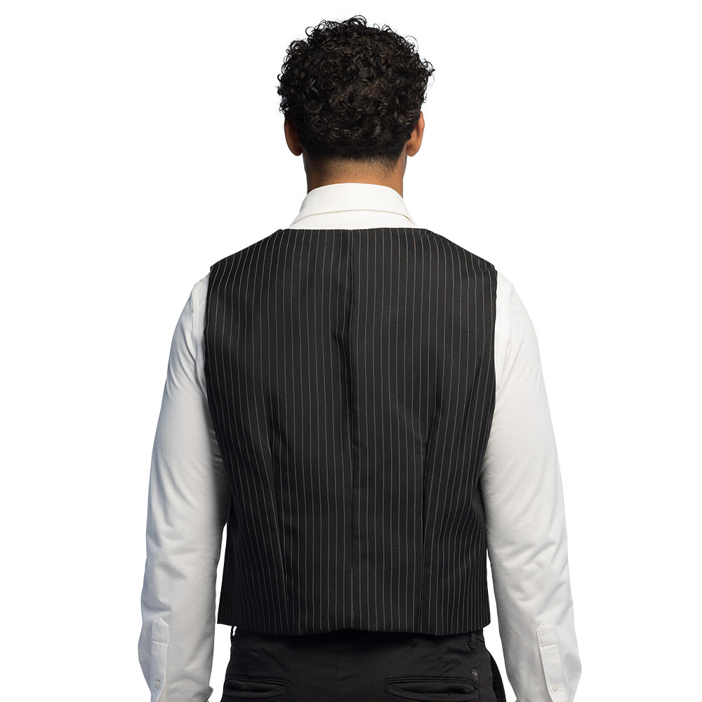 Gilet Costume Pinstripe Noir - Élégance Intemporelle pour Homme