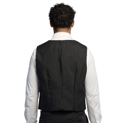 Gilet Costume Pinstripe Noir - Élégance Intemporelle pour Homme
