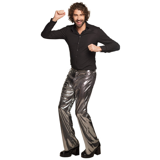 Pantalon Holographique Argenté Années 70 Disco