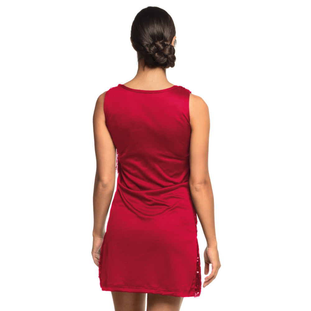 Robe Frangée Années 20 Rouge et Noir Sequins - Déguisement Cabaret