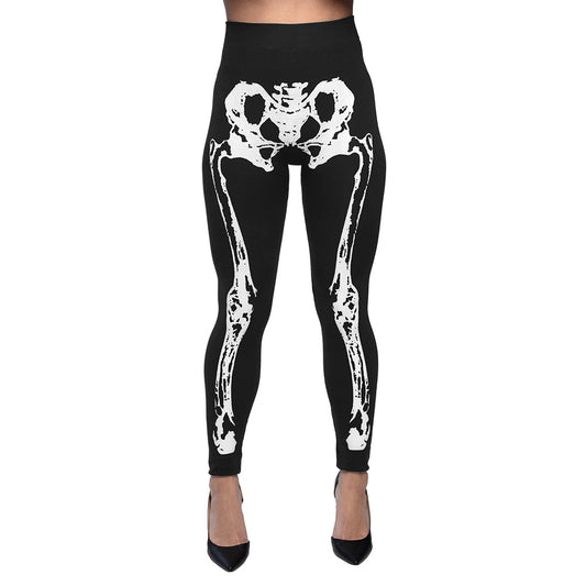 Legging Squelette Blanc Halloween - Déguisement Adulte