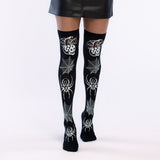 Collants Araignée Halloween Noir Motifs Squelette
